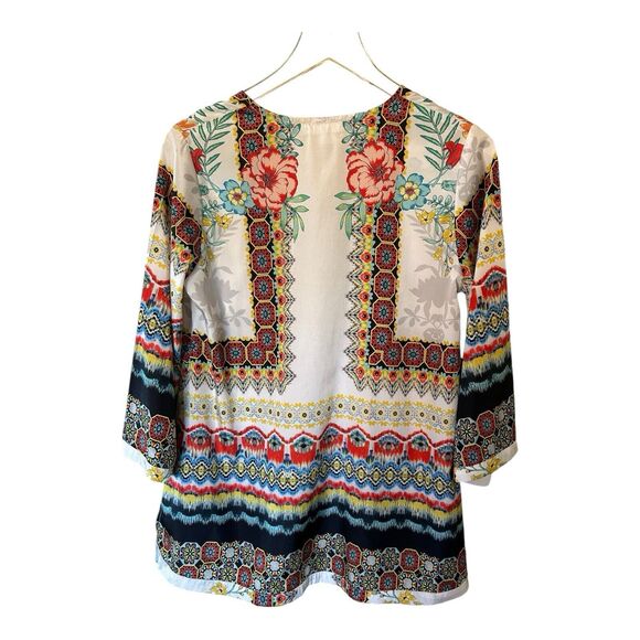 N24 Karyn Seo Embroidered Floral Tunic Blouse Sz S - Picture 6 of 6